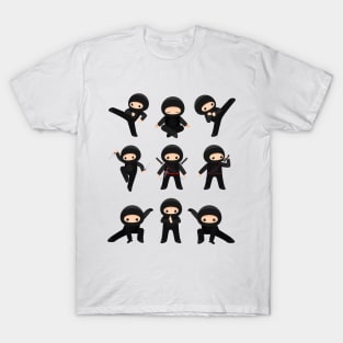 Japanese Ninja Cute Kawaii Different Poses T-Shirt